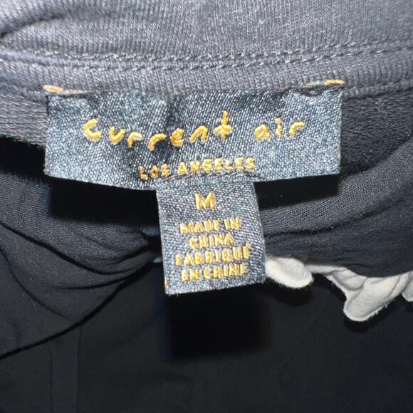 Anthro Current Air Collared Ruffle Sweatshirt Women Size Medium Black - Picture 7 of 10